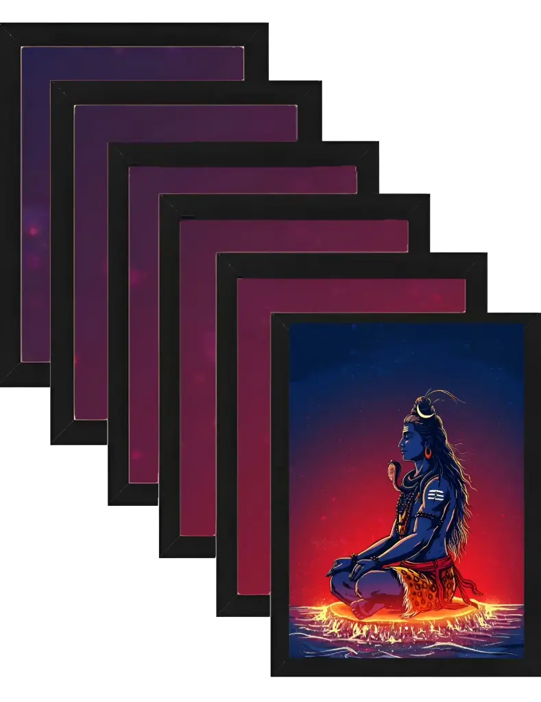 (Set of 5)A4 Size Premium Glass Mahadev Photo Frames 